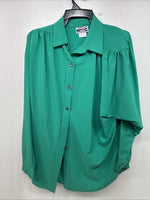 New Women’s H Bar C Green Long Sleeve Button Up Size 38 MM-88