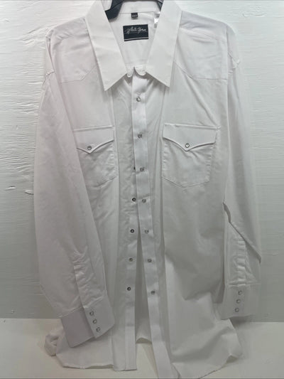 New Men’s White Horse White Long Sleeve Pearl Snap 3XL E-19
