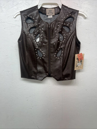 New Women’s Brown 1849 Authentic Ranchwear Show Vest XS G-609
