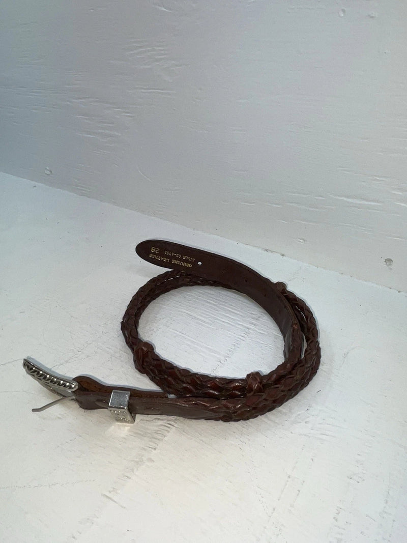 New Brown Genuine Leather Braided Rope 28” Belt #02/4703 JJ-48