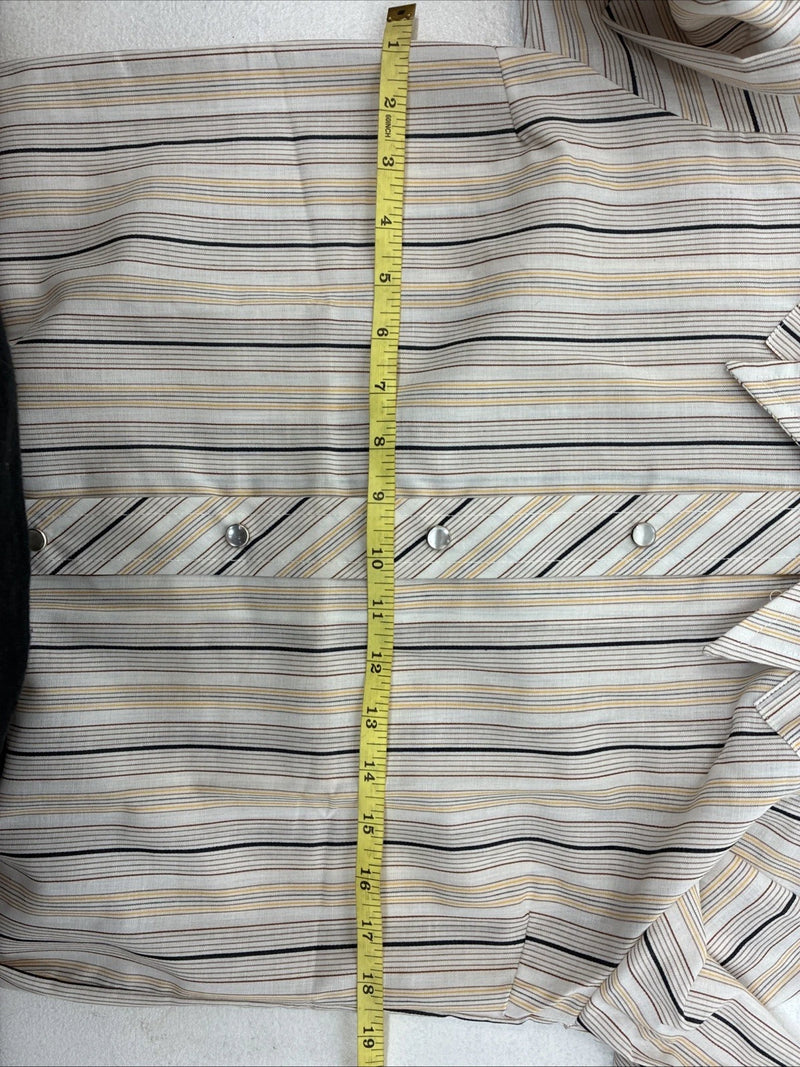 New Women’s Ranch Tan Stripe Long Sleeve Pearl Snap Size 34 MM-4
