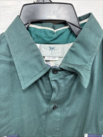 New Men’s Cowboy Threads Green Purple Short Sleeve Button Up Large Q-94