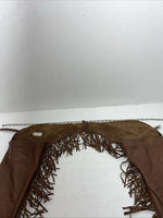 NOS Brown Show Chaps With Fringe Adjustable Waist 40” L-44
