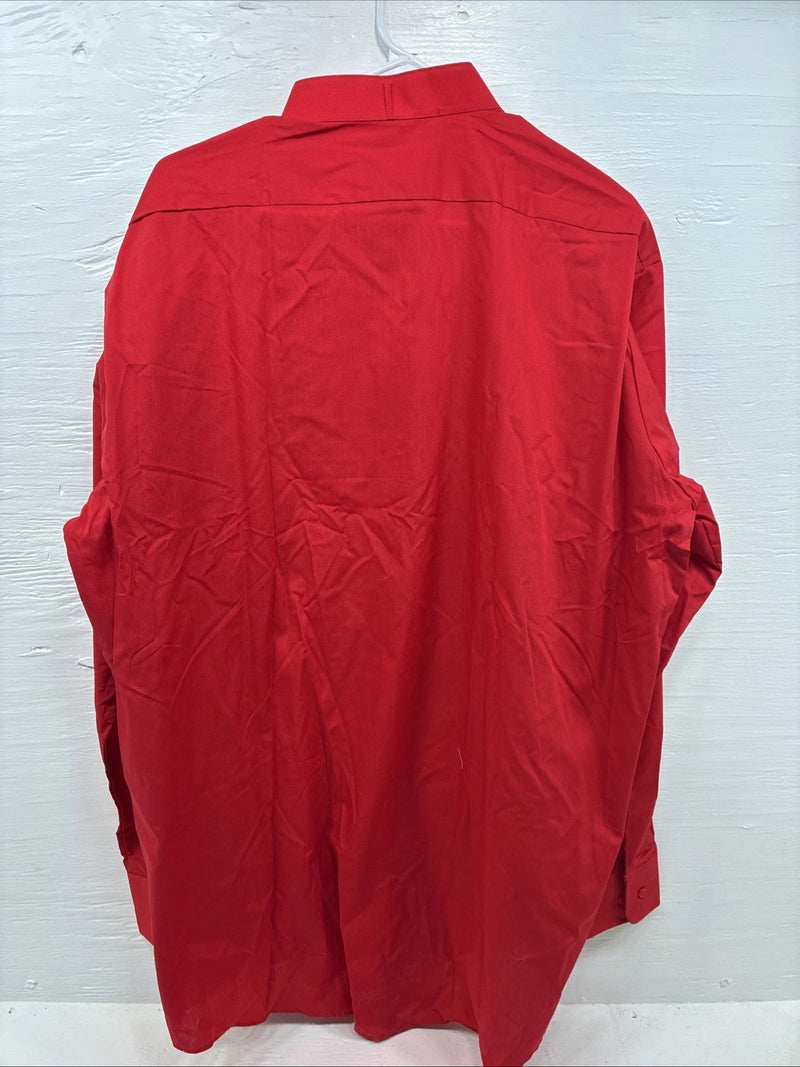 New Classix Red Long Sleeve Button Up English Short 18-18.5 2XL X-81