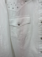 New Women’s Cumberland White Gem Long Sleeve Pearl Snap Size 1X KK-83