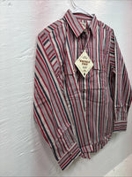 New Kids ELY Classic Red Stripe Long Sleeve Pearl Snap Large CC-74
