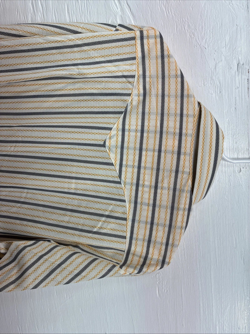 New Men’s H Bar C Yellow Black Stripe Long Sleeve Pearl Snap 17 XL O-29