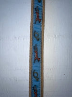 New Blue Genuine Leather Fox And French Horn 32” Belt #1120 JJ-47