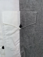 New Men’s Cowboy Threads Grey White Pink Short Sleeve Button Up Medium B-91