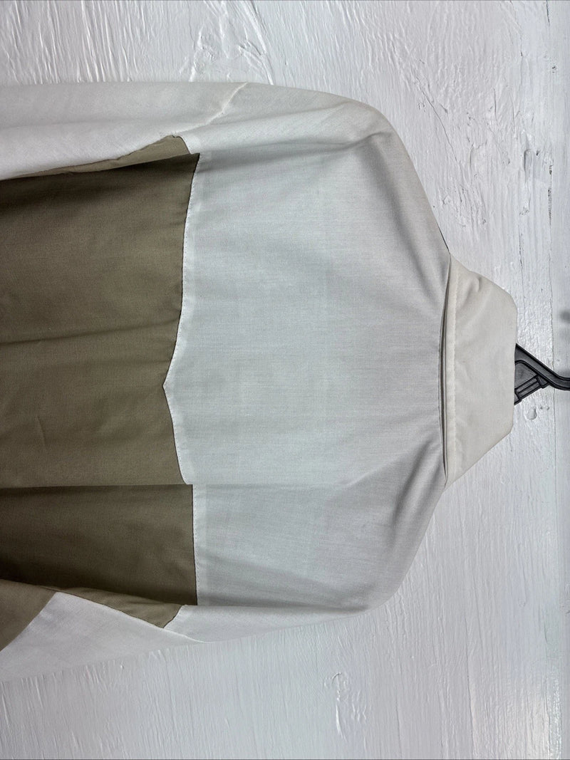 New Men’s Cowboy Threads Tan Blue Long Sleeve Button Up Large AA-21