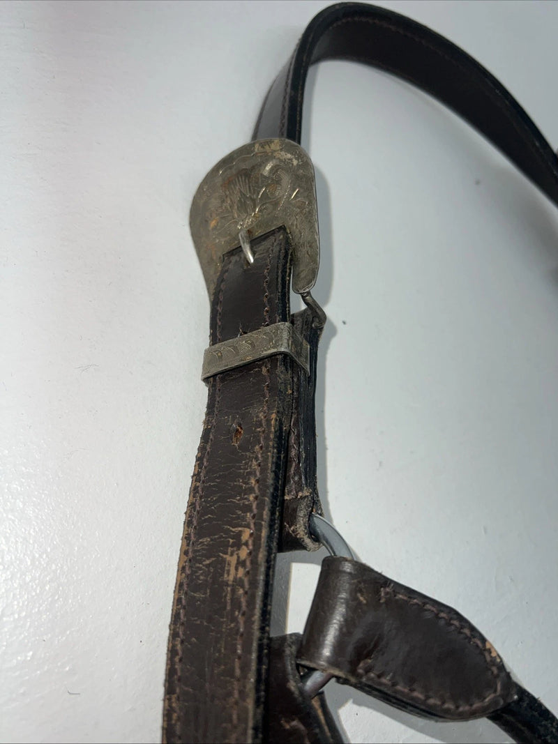 New Brown Leather Full Horse Show Halter Silver Buckles 3C-16