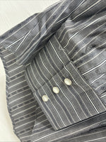 New Men’s ELY Cattleman Gray White Design Long Sleeve Pearl Snap 16 Large X-19