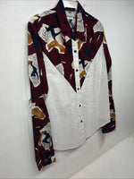 New Women’s Cowboy Threads Multicolor Design Long Sleeve Button Up Large LL-94
