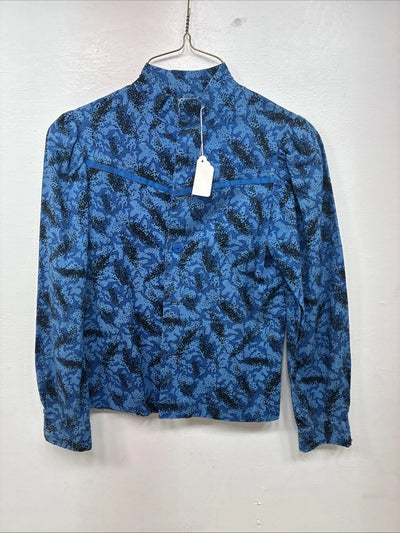New Kids Blue Designed Long Sleeve Button Up Medium TT-45