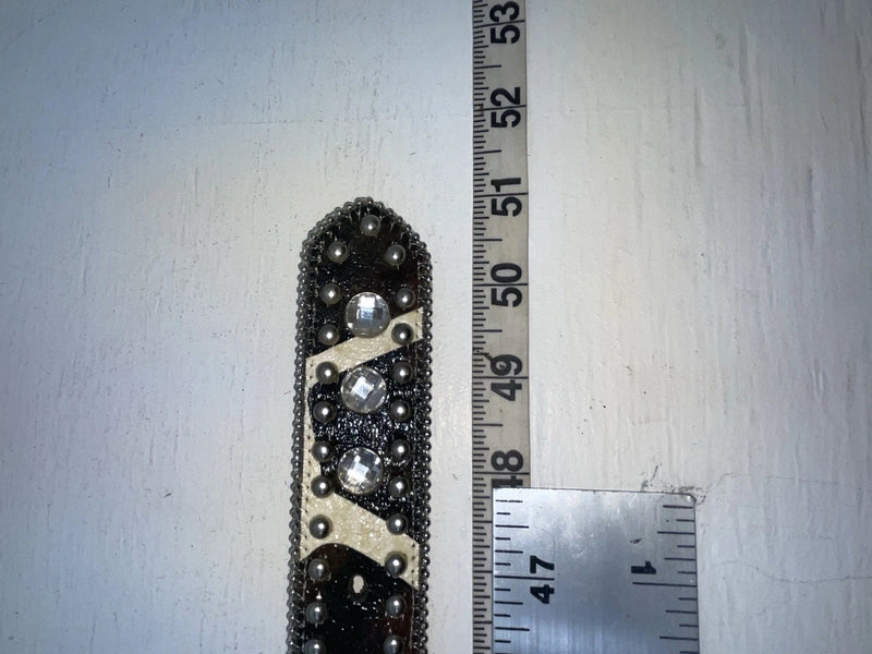 New Cow Print Genuine Leather Blazin Roxx Silver Bling XL Belt #N3511662 NN-144