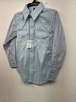 New Boys White Horse Blue Long Sleeve Pearl Snap Medium DD-120