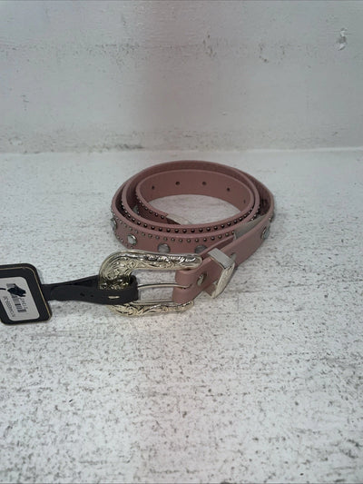 New Pink Genuine Leather Nocona Silver Bling 36” Belt #N1344999 Z-31