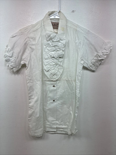 New Women’s Rockmount White Designed Short Sleeve Pearl Snap Size 0 YY-31