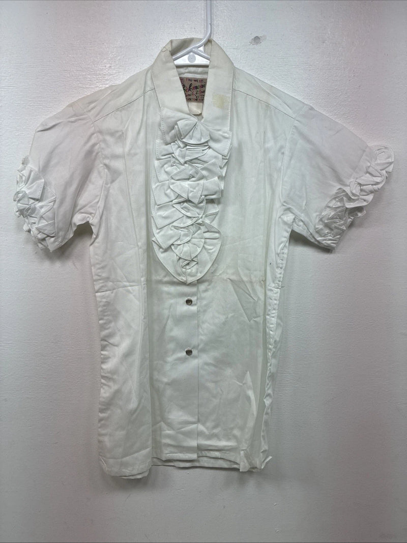 New Women’s Rockmount White Designed Short Sleeve Pearl Snap Size 0 YY-31