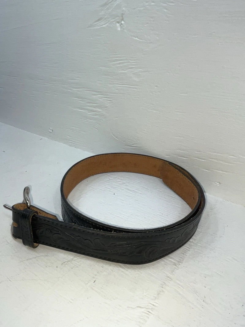 New Black Genuine Leather Chambers Tooled 34” Belt #WS658 JJ-43