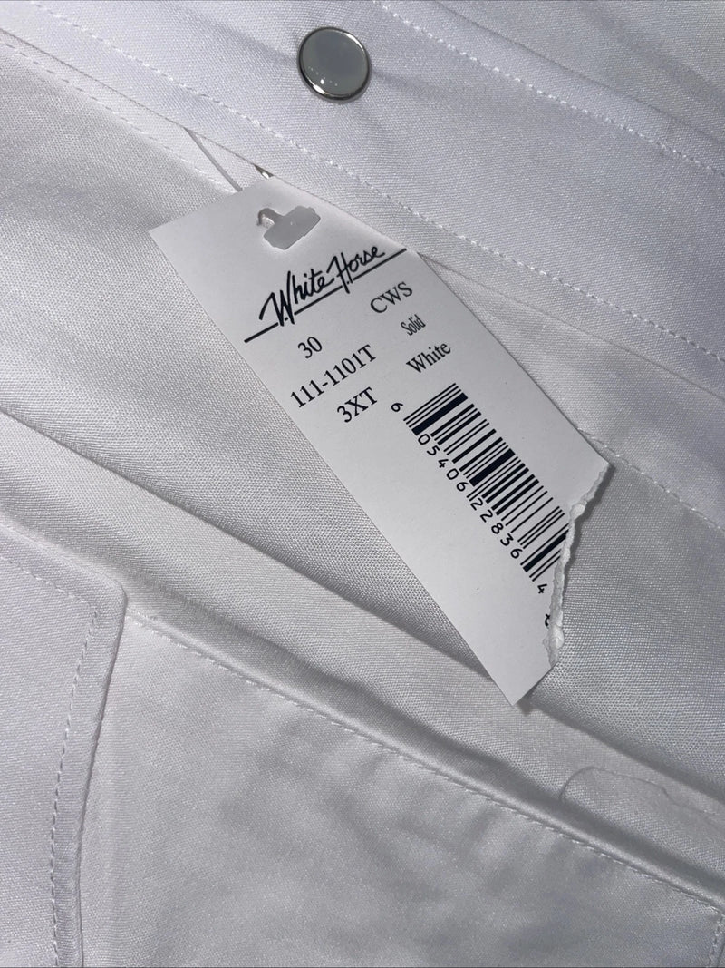 New Men’s White Horse White Long Sleeve Pearl Snap 3XL E-19