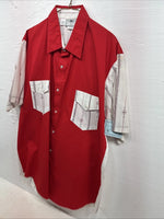 New Men’s Cowboy Threads Red Designed Short Sleeve Button Up Large CC-47