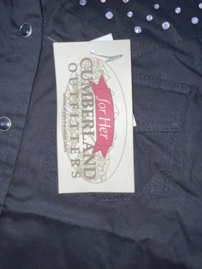 New Women’s Black Cumberland Outfitters Long Sleeve Button Up Shirt S 3B-109
