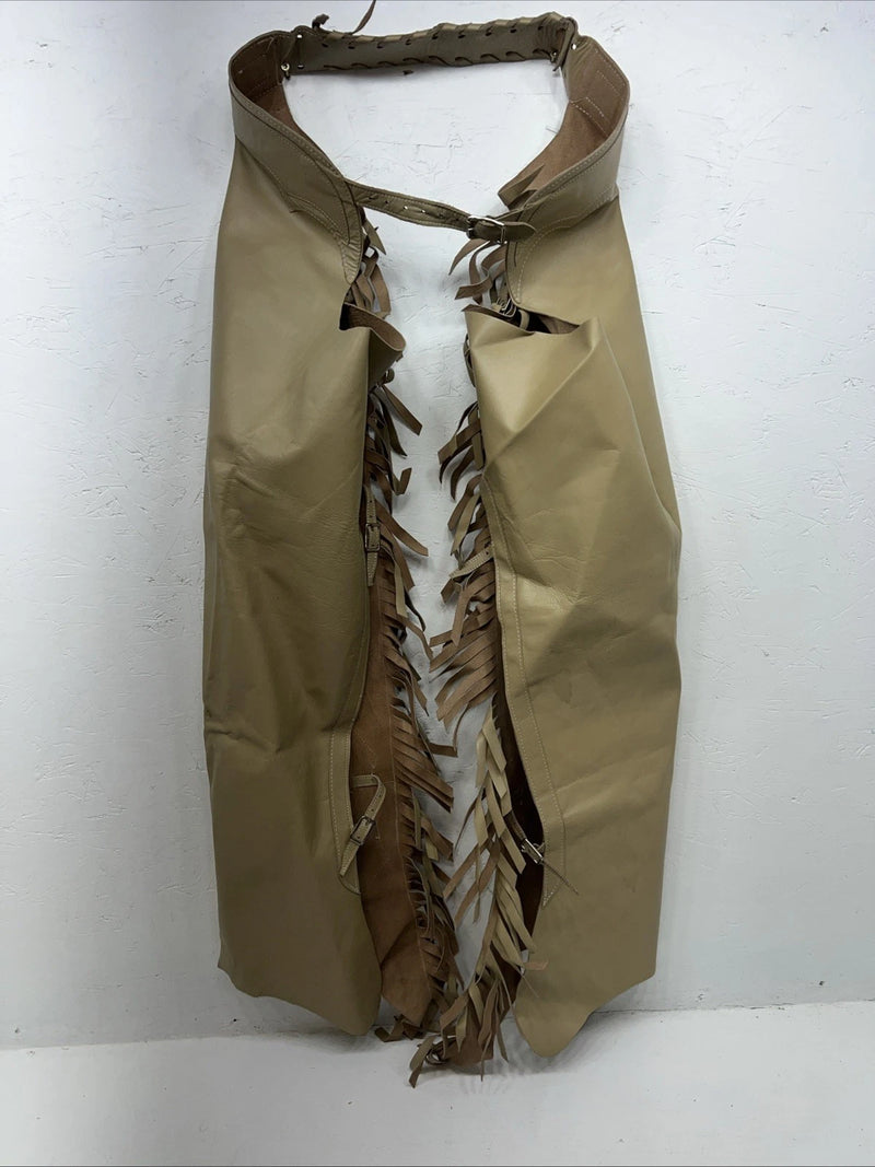 NOS Tan Show Chaps With Fringe Adjustable Waist 38 L-43