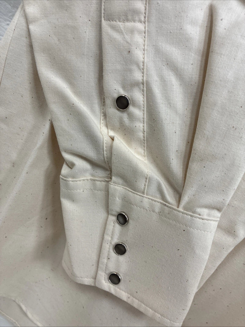 New Men’s Brooks & Dunn Tan Gray Design Long Sleeve Pearl Snap 16.5 Large V-25