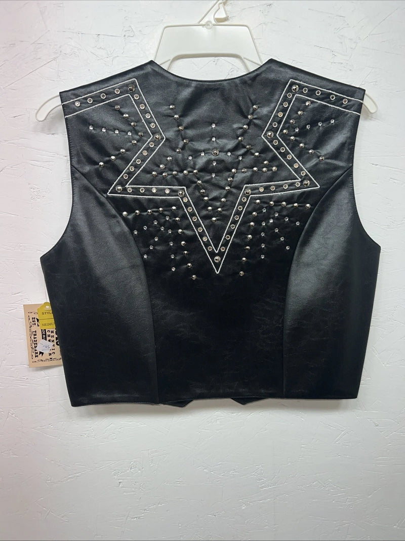 New Women’s 1849 Authentic Ranchwear Black Western Show Vest Medium WW-74