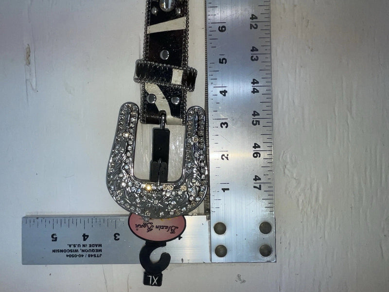 New Cow Print Genuine Leather Blazin Roxx Silver Bling XL Belt #N3511662 NN-144