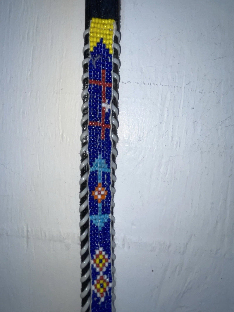 New Black Genuine Leather Beaded 32” Belt Z-136