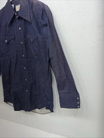 New Men’s Karman Western Wear Denim Pearl Snap Long Sleeve Shirt. 15.5x33 M I-24