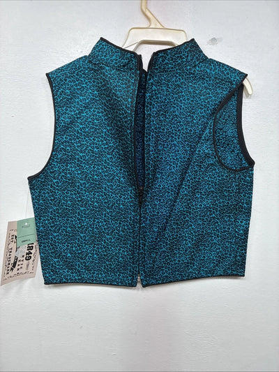 New Women’s 1849 RanchWear Blue Cheetah Print Zip Up Vest Small YY-45