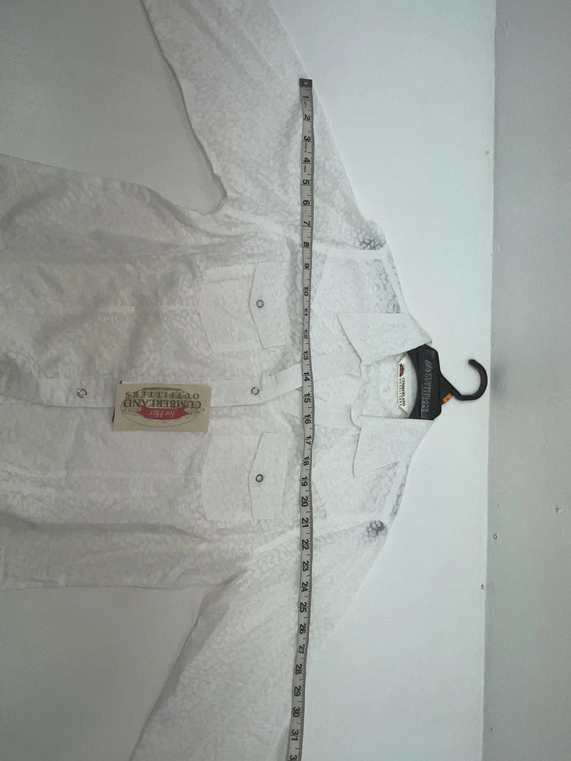 New Women’s White Cumberland Outfitters Long Sleeve Button Up Shirt M 3B-36
