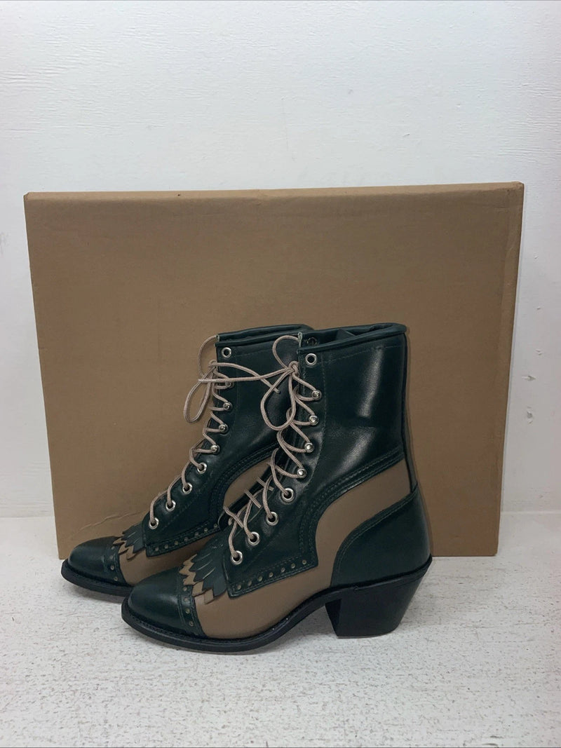 New Youth Green Lace Up Capezio Cowboy Boots. L 455 5 M. 2-169