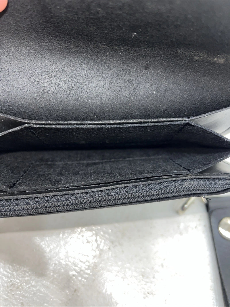 New Black Split Leather Chain Belt Wallet P-500