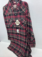 New Men’s ELY Cattleman Red Black Flannel Long Sleeve Pearl Snap 4XL E-82