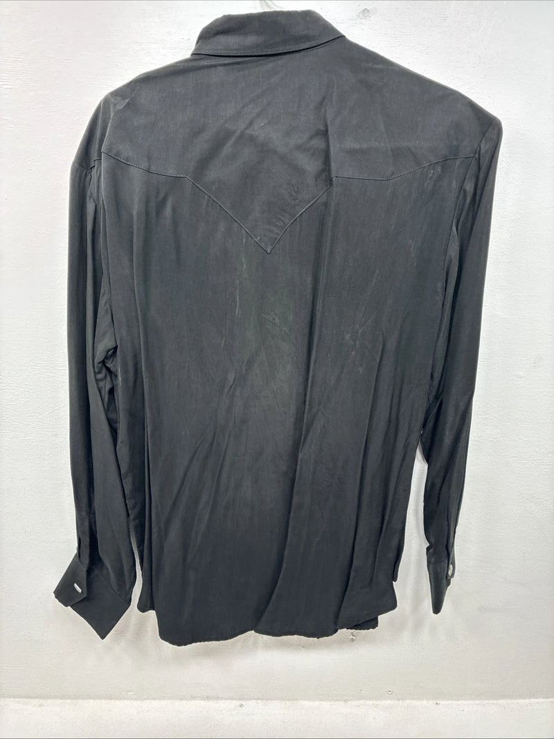 New Women’s Long Horn Black Long Sleeve Pearl Snap Large LL-97