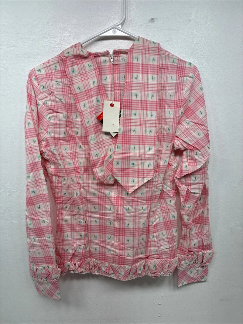 New Women’s Trail Ridge Link Plaid Design Long Sleeve Half Zip Size 36 YY-22