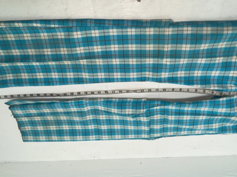 New Vintage Blue Plaid Prior Polyester Pants #C18530 VV-20