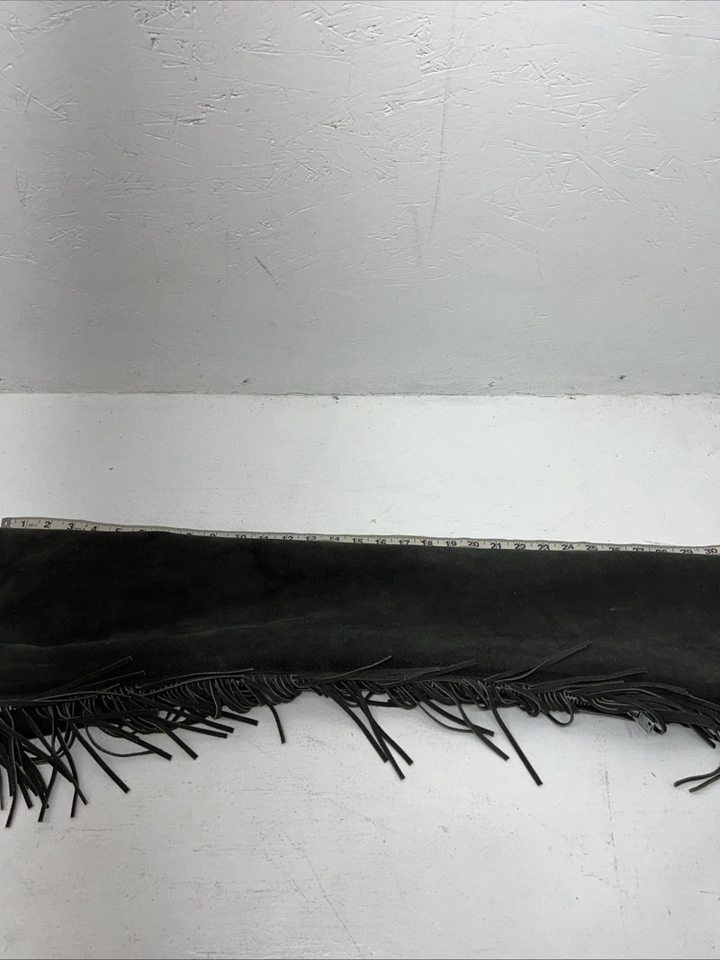 NOS Gray Show Chaps With Fringe Adjustable Waist 36” N-22