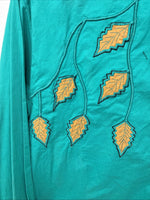 New Women’s Mine & Bills Blue Designed Long Sleeve Button Up Size Small YY-60