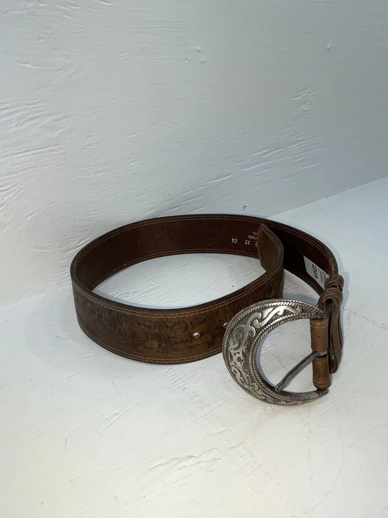 New Brown Genuine Leather Tooled 28” Belt #8090 JJ-40