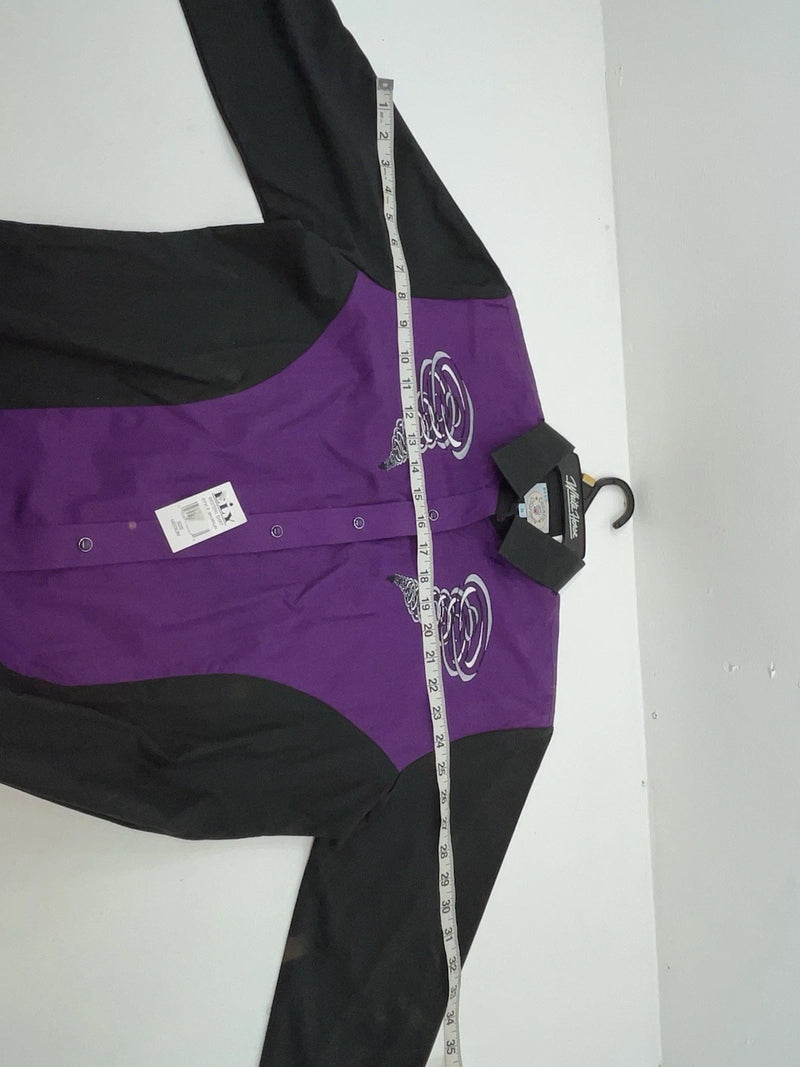New Women’s Black Purple Ely Long Sleeve Button Up Shirt M #14119 3B-48