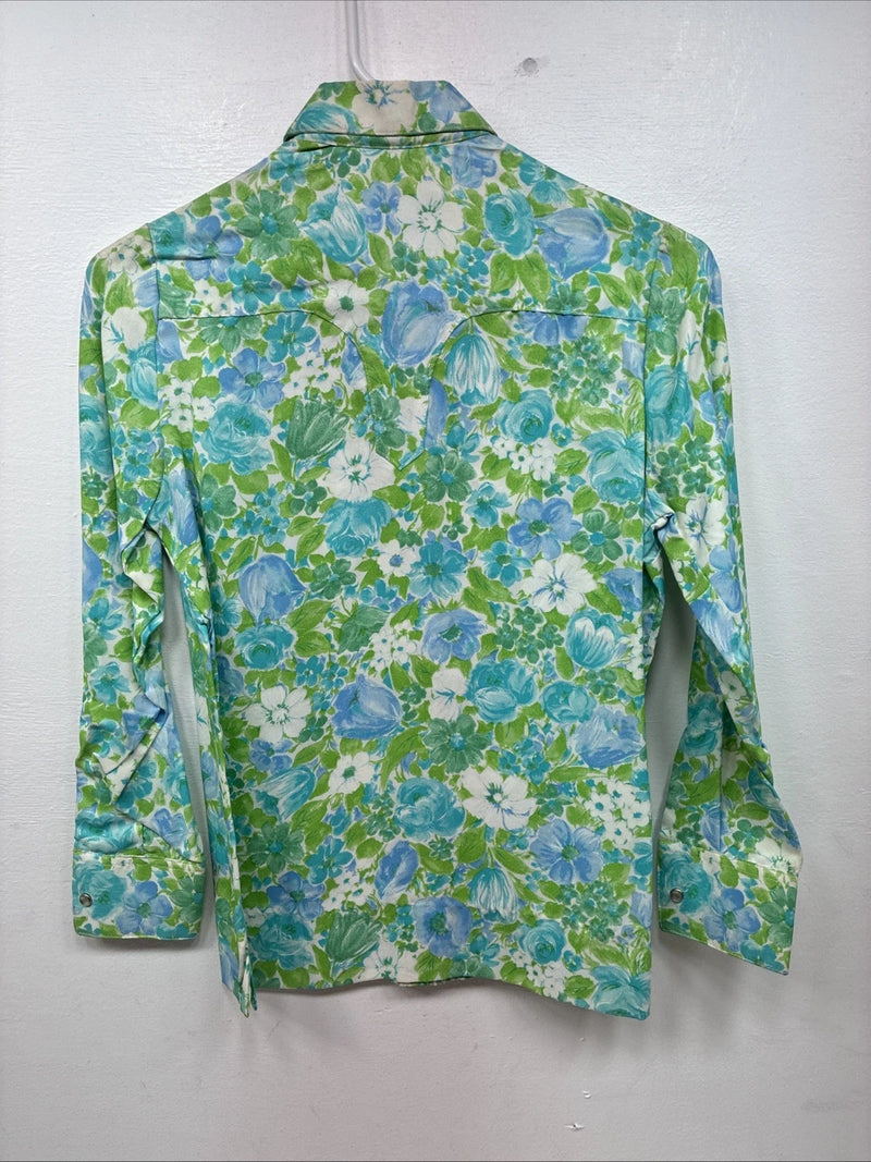 New Kids Rockmount Green Floral Long Sleeve Pearl Snap 8/30 LL-74