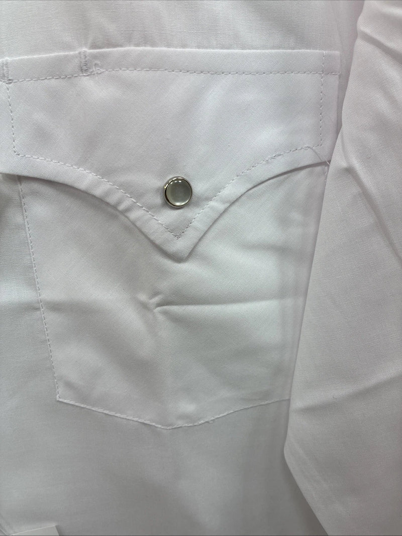 New Men’s ELY Cattleman White Long Sleeve Pearl Snap 16.5 X 36 Large AA-70