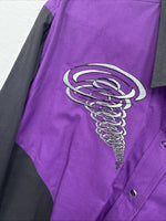 New Women’s Country Charmers Purple Black Long Sleeve Pearl Snap Large LL-37