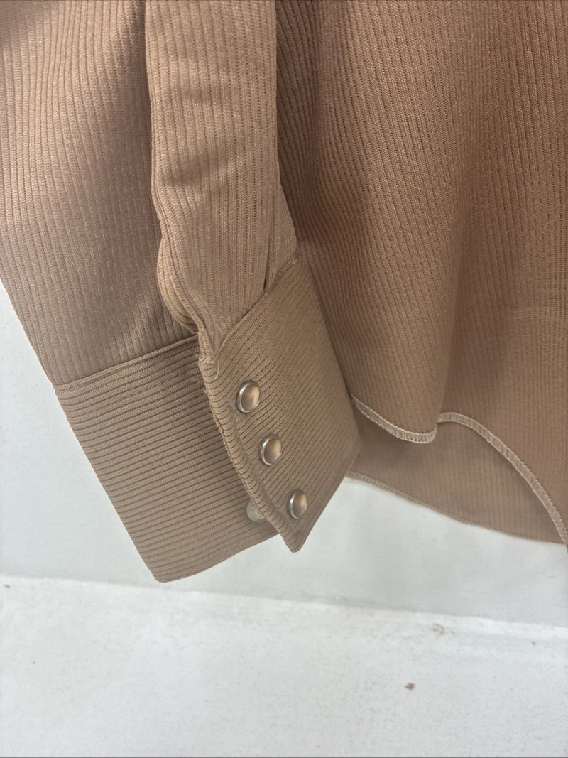 New Women’s Tem Tex Brown Design Long Sleeve Pearl Snap Size 33 MM-103