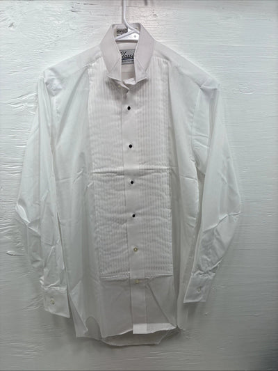 New Classix White Long Sleeve Button Up English Shirt 13-13.5 XS X-92